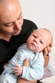 Father and Baby boy on a white background