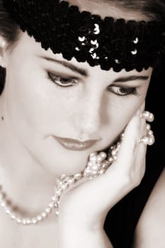Beautiful young female in 1920 style attire