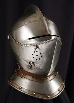 Armour of the medieval knight. Metal protection of the soldier against the weapon of the opponent