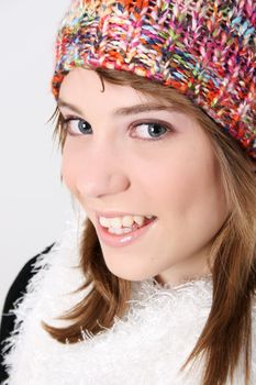 Beautiful young teenager wearing warm winter clothing