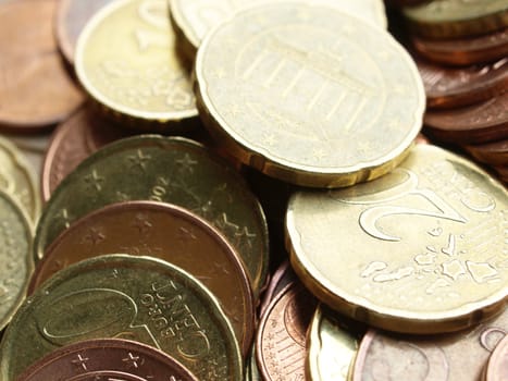 Range of Euro coins useful as a background
