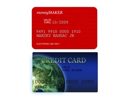 Two Credit Card On White - illustration, high resolution digital.
