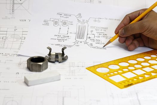 Sketch of Pressure vessel - concept for engineering and construction.