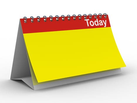 Calendar for today on white background. Isolated 3D image