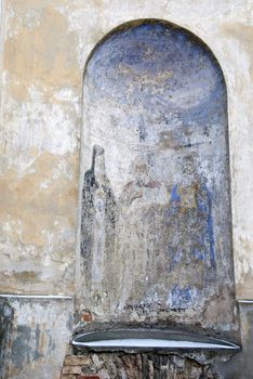 old mural painting on orthodox church