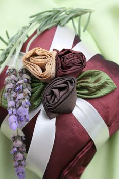 Burgundy Colored Fragrance Pillows with fresh lavendar