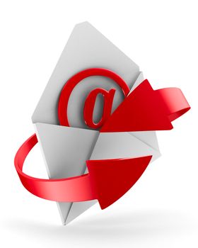 E-mail concept on white background. Isolated 3D image