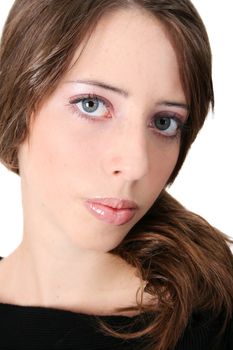 Close up of a teen model with beautiful blue eyes