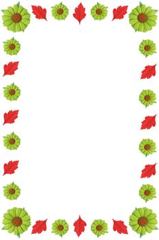 Border created by green flowers and red leaves