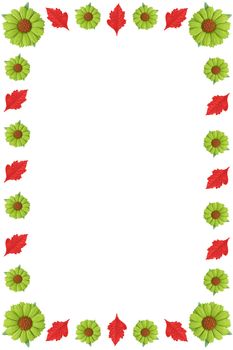 Border created by green flowers and red leaves