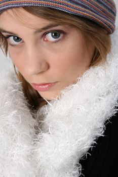 Beautiful young teenager wearing warm winter clothing