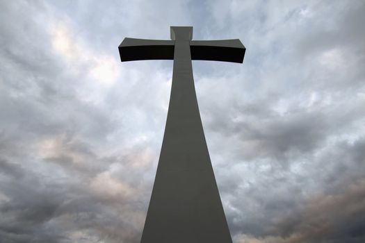 Good Friday Easter Day Cross with Cloudy Sky Background