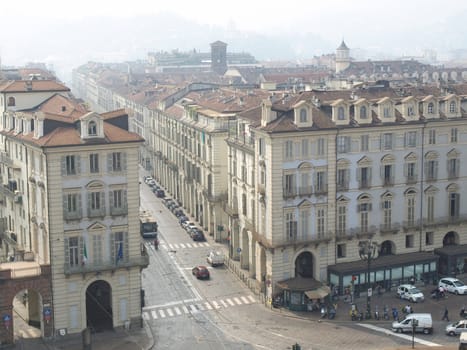 Piazza Castello and Via Po in Turin (Torino), Italy