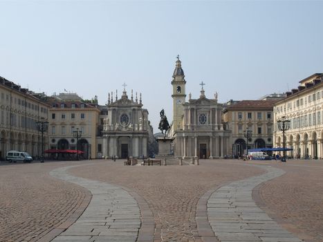 Piazza San Carlo royal square in Turin (Torino), Italy