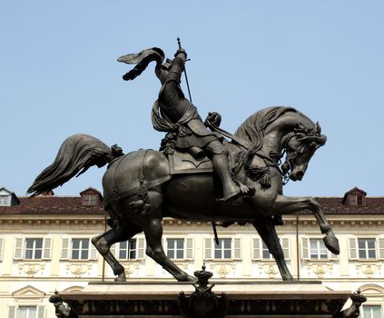 Equestrial statue in Turin, Piazza San Carlo