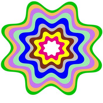 a multi coloured retro shape  - optical illusion