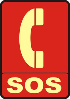 2d render of red SOS sign isolated on white
