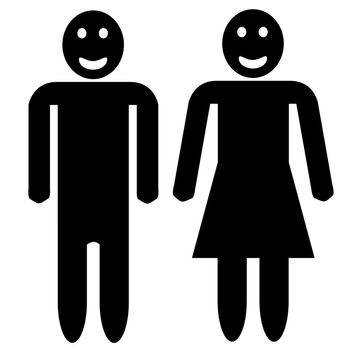 A illustration of a man and woman silhouette, both with smiling faces