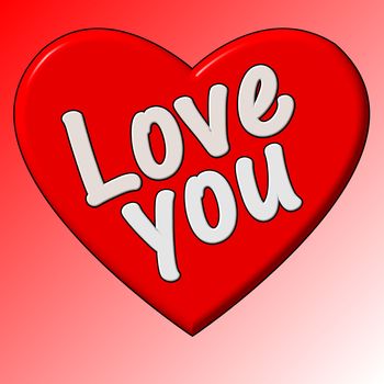 Red heart shape with the words 'love you' on it