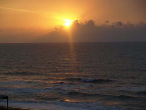 Sunrise over Carolina beach in North Carolina