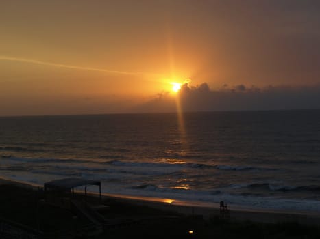Sunrise over Carolina beach in North Carolina