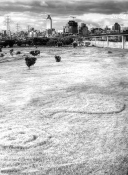 It is a big grassland with city.