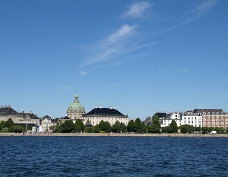 copenhagen marble church and Amalienborg Castle viewed from the Opera house