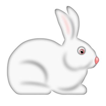 White Easter Bunny Rabbit Side Isolated on White Background Illustration