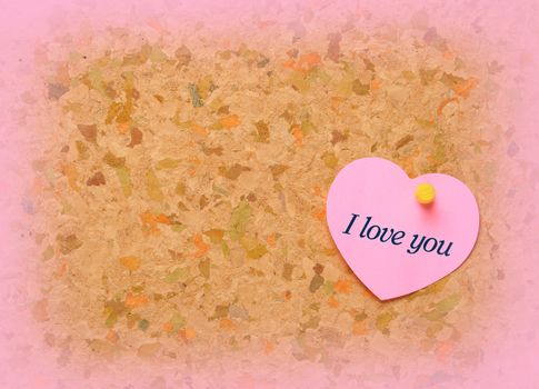 Heart shape sticky note. I love you inscription