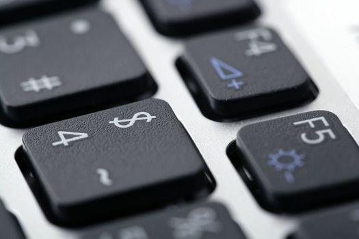 Computer laptop keyboard closeup macro photo