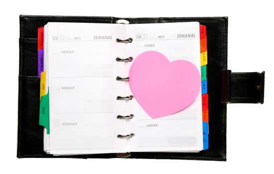 Dairy planer with heart shape sticky note