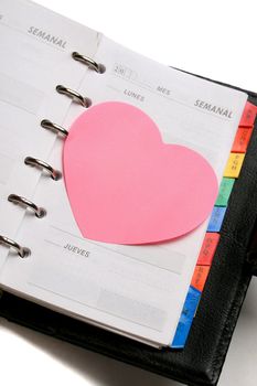 Dairy planer with heart shape sticky note