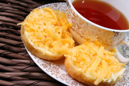 Early Moring Tea with scones and cheese