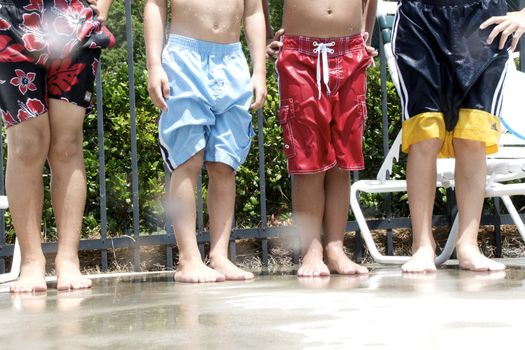 Friends playing at the pool