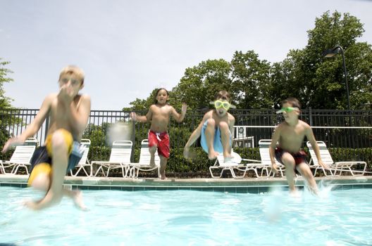 Friends playing at the pool