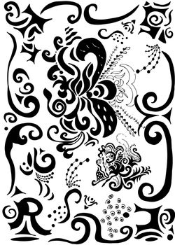 gothic swirls and scrolls background with word trust