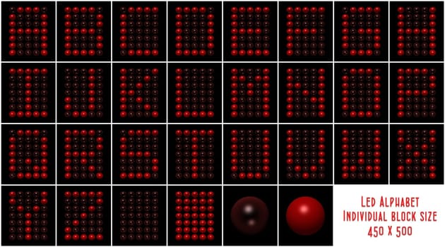Alphabet made of reflective led spheres