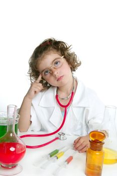 Girl pretending to be doctor in the laboratory