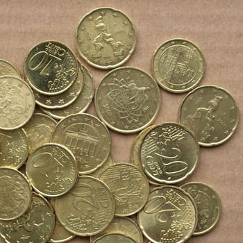 Range of Euro coins money (European currency)