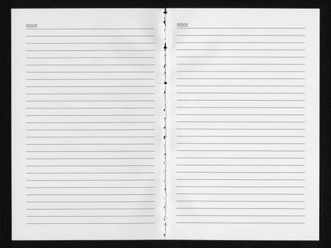 Blank note book page - in black and white
