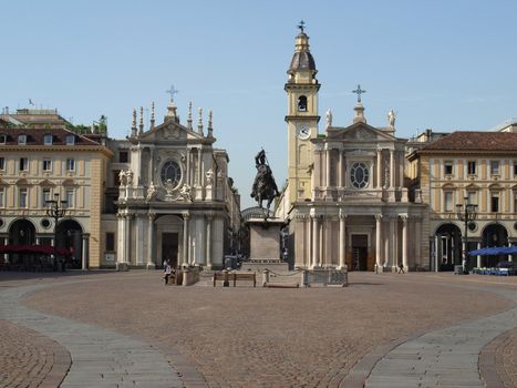 Piazza San Carlo royal square in Turin (Torino), Italy