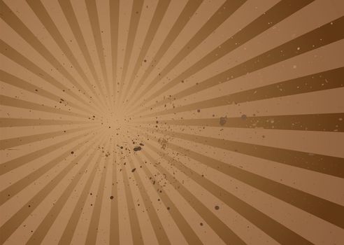 Grunge ink splat background with radiating rays and brown shades