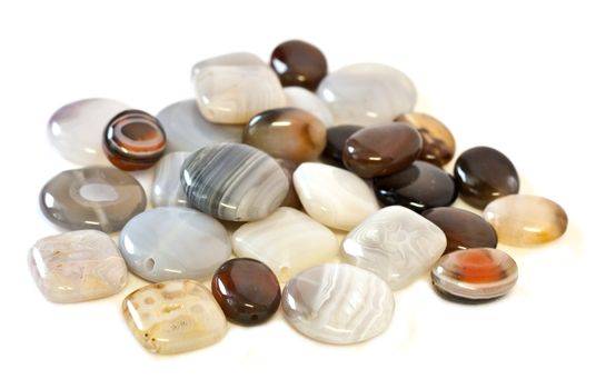 Agate gemstone beads in different colors and shapes
