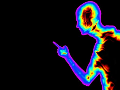 Concept image of a abstract figure making a telling off gesture.