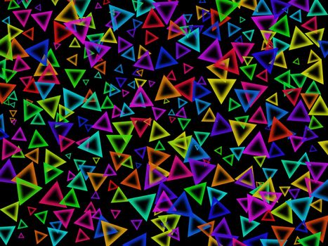 Colour triangles on a   black background