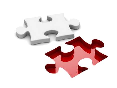 Puzzle on white background. Isolated 3D image