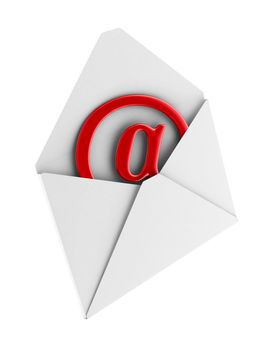 E-mail concept on white background. Isolated 3D image