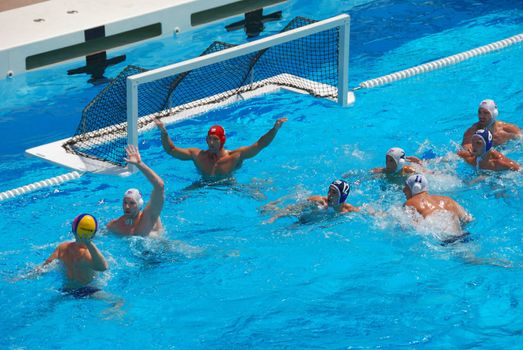 STANFORD, CALIFORNIA - JUNE 7, 2009 : USA:SERBIA friendly waterpolo game at the Avery Aquatic Center.