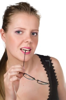 Closeup portrait of a beautiful young woman