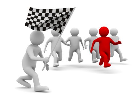 man with flag on white background. Isolated 3D image